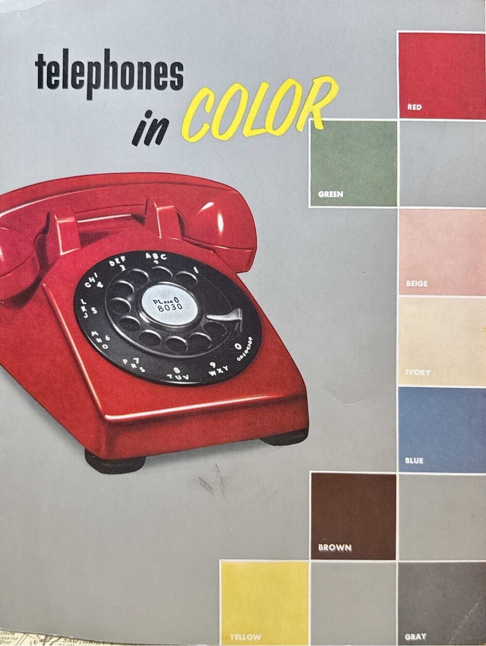 Vintage MCM 1950s Bell Rotary Dial Telephone Sales Brochure 8 Colors Print Ad
